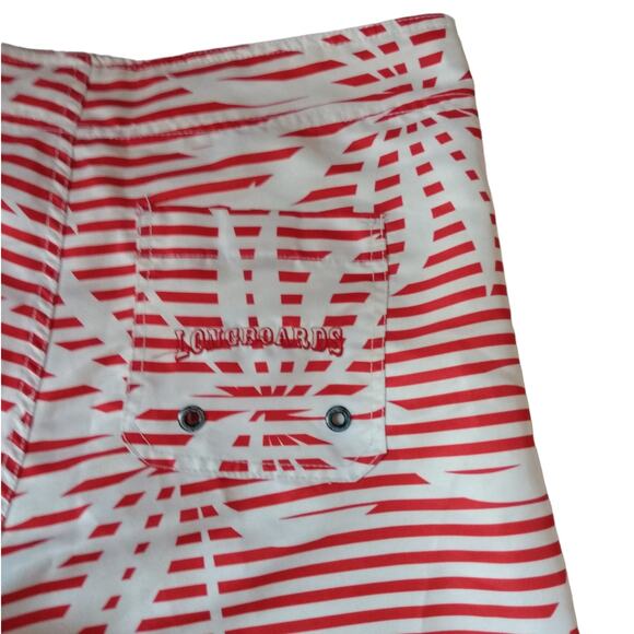 Lift Blue Mens 38 Surf Skate Swim Trunks Red White Striped Palm Board Shorts - Picture 2 of 9